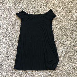 Old Navy Black Ribbed Off Shoulder Swing Dress